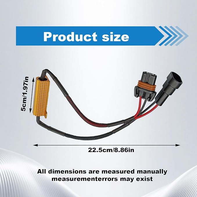 2PCS 9005/9006 LED Load Resistor Kit 50W 6Ω Headlight Decoder Anti-Flicker Harness Plug-and-Play Warning Canceller with Pure Copper Wire Universal Fit for Most Cars (Black)