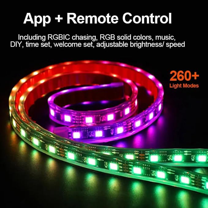 6-Piece RGBIC Car Underglow Lights with APP Control, 300 LEDs Dream Color Chasing LED Strip Kit, 12V IP68 Waterproof Bluetooth Music Sync Neon Underbody Lights for Cars Trucks SUVs