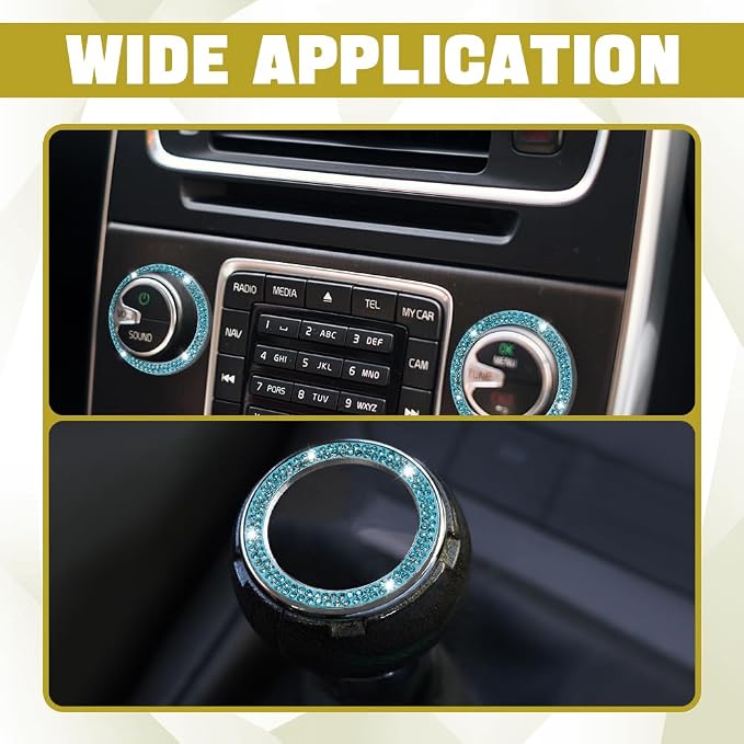 Crystal Rhinestone Engine Start Decals, Push to Start Button Cover, Key Ignition Knob Bling Ring, Bling Car Accessories for Women