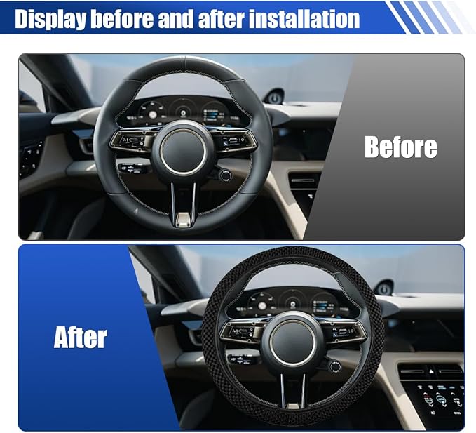 Elastic Stretch Steering Wheel Cover, for Men Women (Black) | 15" Breathable Microfiber Ice Silk Steering Wheel Protector, Universal Anti-Slip Warm in Winter&Cool in Summer Car Accessory