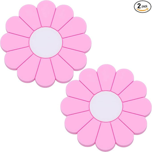 2-Pack Car Cup Holder Coaster Inserts, Daisy Shape, 2.75 Inch Non-Slip Silicone Cup Holder Insert, Universal Non-Slip Cup Holders, Car Accessories Interior for Women and Man (Pink)