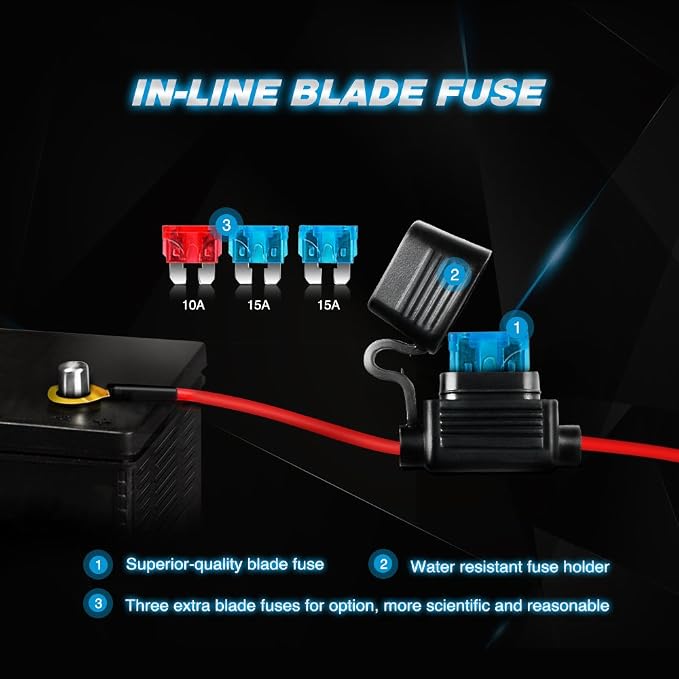 Nilight LED Light Bar Wiring Harness Kit 16AWG 12V On Off Waterproof Switch Power Relay Blade Fuse-2 Lead,2 Years Warranty (10020W), Black, Red, Blue, Green