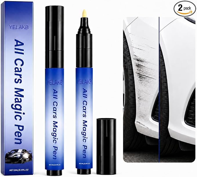 2PCS Magic Car Scratch Removal Pen, Car Scratch Remover Pen, Quick Paint Scratch Repair Pen, Waterproof & Sunproof Touch Up Pen for All Vehicles & Most Colors Clear