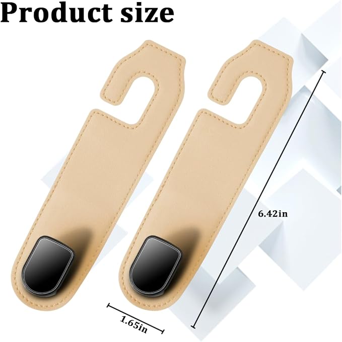 Car Seat Headrest Hook, 2PCS Vehicle Seat Back Hangers Organizer for Handbag Purse Coat, Automotive Interior Headrest Storage Hooks, Universal for SUV Automobile Truck (Beige)
