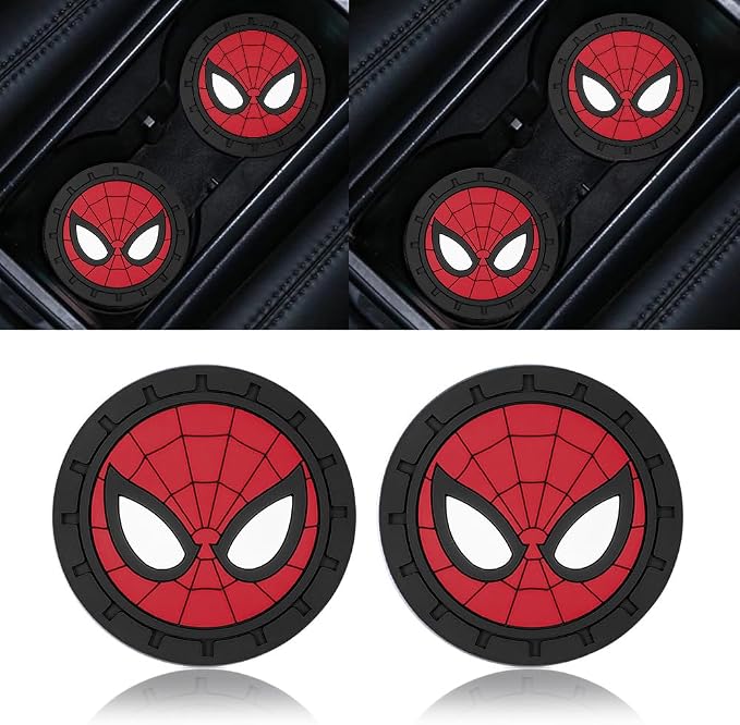 Spider Man Car Cup Holder Coasters for Marvel Fans, The Spider Man Car Coasters for Car Cup Holder Insert,Silicone Non-Slip Car Cup Mat,2.75''
