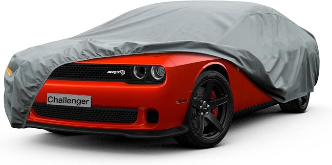 Kayme Heavy Duty Car Cover Custom Fit Dodge Challenger Demon (R/T, SRT, T/A, Hellcat 2008-2025), Waterproof All Weather for Automobiles, Full Exterior Covers Rain Sun UV Protection.