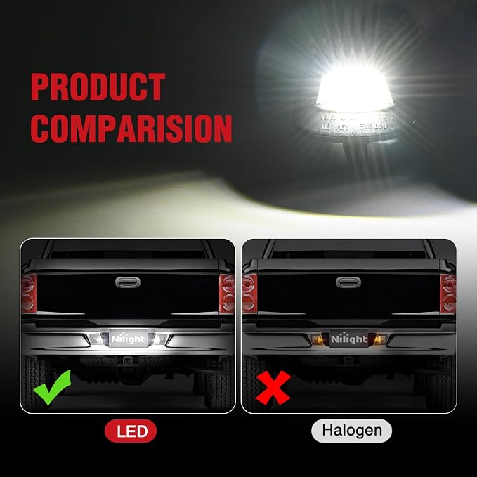 Nilight License Plate Lights Compatible with 1997 1998 1999 2010 2011 Dodge Dakota 2006-2009 Mitsubishi Raider with Black Housing 6000K White 2PCS Pack