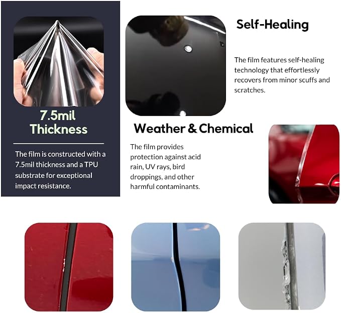 Roll Door Edge Guard Paint Protection Film 0.4" 1" 2" 4" 8" x 240" 5' to 33 Yd, 8mil Impact Areas Scratches Chips Debris Clear Long-Lasting Resistant UV Gard (1 Inches x 5 YD)