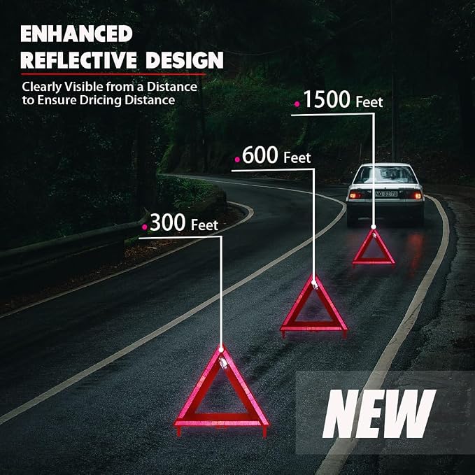 Warning Triangle Sign DOT Approved 3PK,Reflective Warning Road Safety Triangle Kit for Truck,49 CFR Part 571.125 (FMVSS 125) US