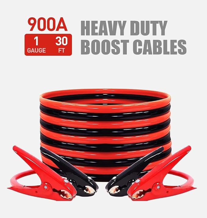 Jumper Cables Heavy Duty 1 Gauge 1GA 30 FT with Quick Connect Plugs Travel Bag for Truck SUV Car