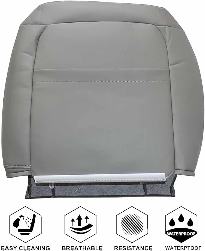 NLQR Driver and Passenger Side Bottom & Back Seat Covers Replacement Leather Gray Compatible with Chevy Silverado Tahoe Suburban GMC Sierra Yukon 1995 1996 1997 1998 1999