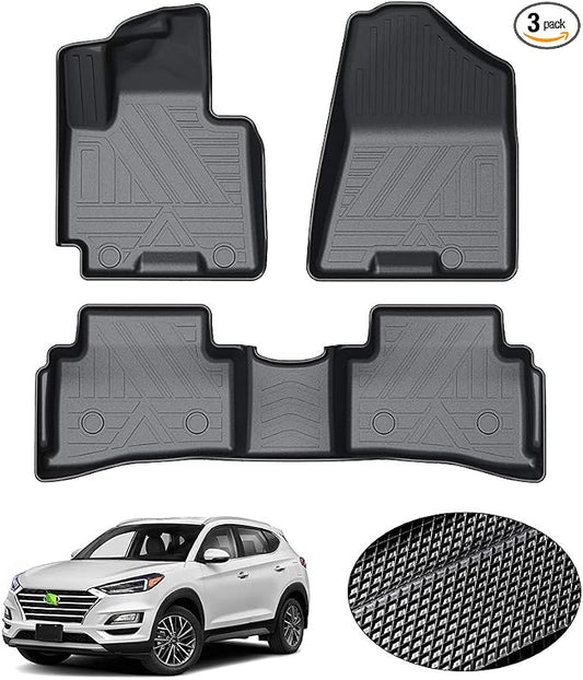 KUST Floor Mats for Hyundai Tucson 2016-2021, All Weather Floor Liners for Tucson Accessories Car Mats Front Rear Set TPE Rubber Raised Edge
