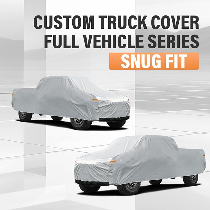 Kayme Truck Cover Waterproof All Weather, Heavy Duty Outdoor Pickup Cover Sun Uv Rain Protection, Universal Fit Most Regular Cab Short Bed Chevy C10 S10 Ford F100 etc. Length Up to 206 inch.