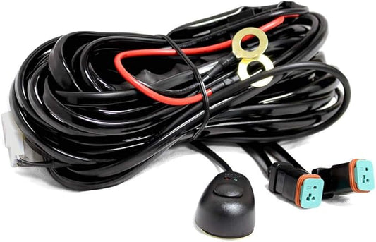 LASFIT Wiring Harness Kit 2 Leads 12V 18AWG Switch Power Relay Blade Fuse | for LED Light Bar Off Road Lights LED Work Light Pod Light