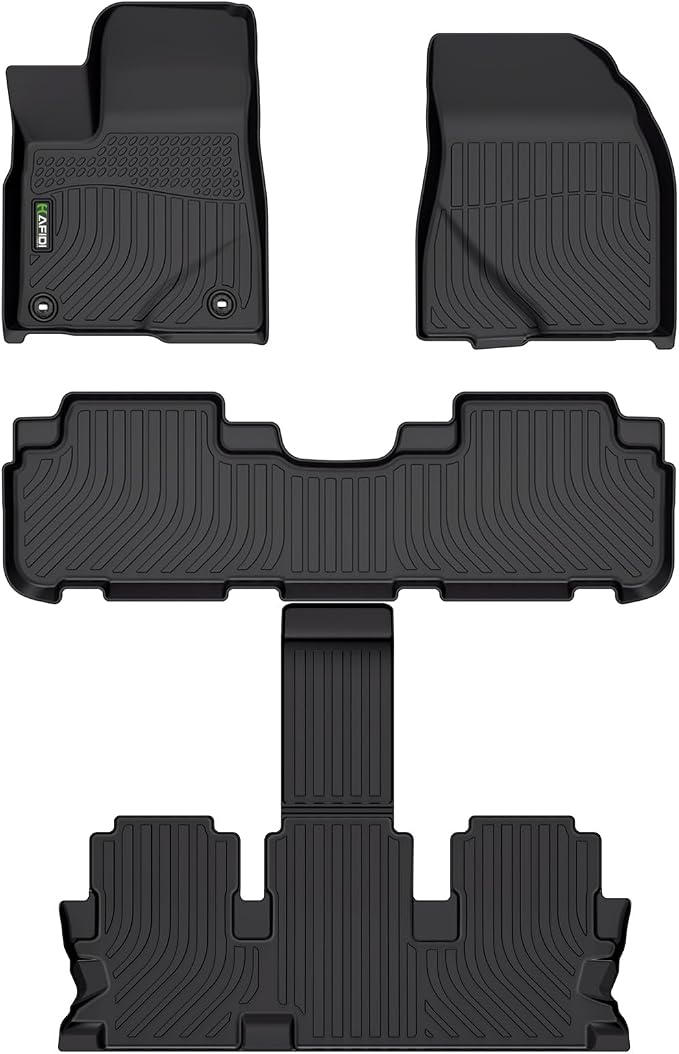 Floor Mats Fit for 2014-2019 Highlander All Weather Protection TPE Anti-Slip Automotive Floor Liners, Fits 1st & 2nd & 3rd Row Full Set Custom Accessories, Black