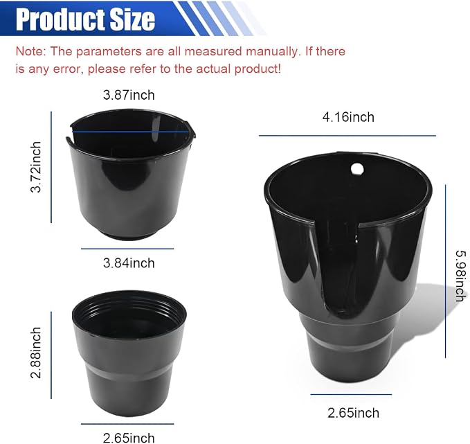 2-in-1 Car Cup Holder Extender, Automotive Drink Holder Adapter with Base, Multifunctional Vehicle Cup Holders Insert for Beverages, Snacks, Bottles, Phone Storage (1PC)