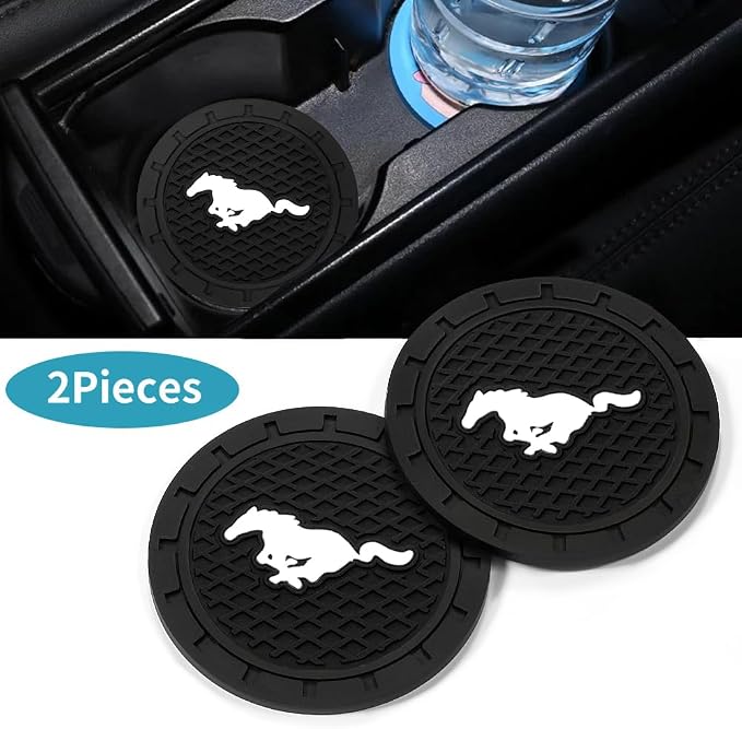 Car Cup Holder Coasters Compatible with Mustang Snake Speedstar Evos Everest GT Shelby Mach-E Grand C-MAX Falcon Figo Territory Fiesta,2pcs