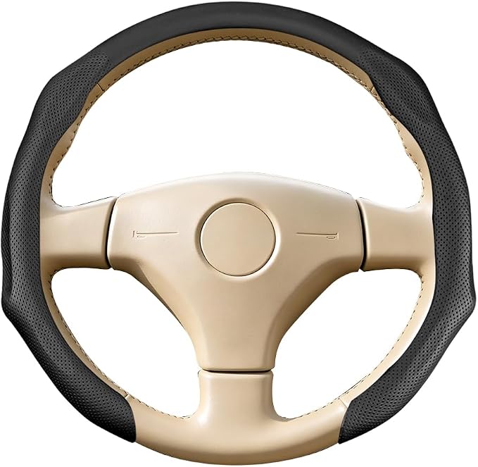 Car Steering Wheel Cover, Comfortable Grip Non-Slip Breathable Vehicle Steering Wheel Protector, Automotive Interior Decoration Accessories, Universal Fit (Black)