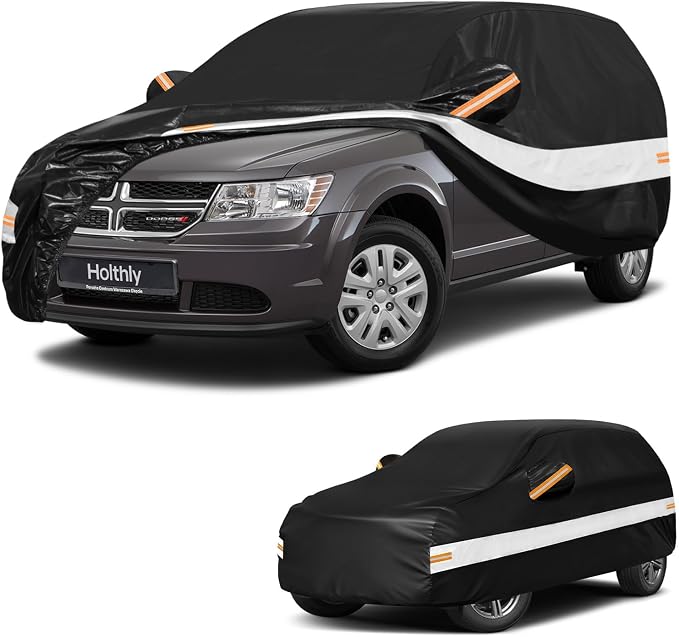 10 Layers SUV Car Cover Custom Fit for Dodge Journey (2008-2020), Waterproof All Weather for Automobiles, Outdoor Full Cover Sun Dust Rain Protection with Cotton. Black