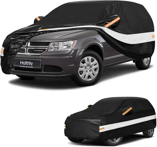 10 Layers SUV Car Cover Custom Fit for Dodge Journey (2008-2020), Waterproof All Weather for Automobiles, Outdoor Full Cover Sun Dust Rain Protection with Cotton. Black