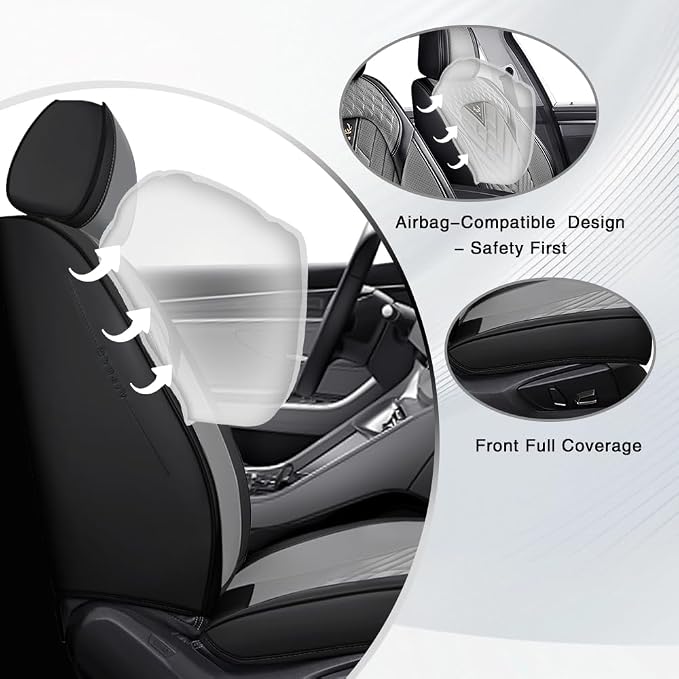 Fit for Toyota Sienna Seat Covers 2001-2026,Premium Leather, 360° Full Protection, Thick Padding & Memory Foam, Waterproof & Stain-Resistant Car Seat Cover Full Set (5 Seat,Black&Gray)