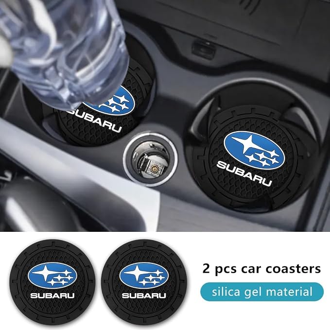 Subaru Car Cup Holder Coaster Universal Non-Slip Cup Holder Insert Coaster Silicone Car Interior Accessories, Black 2PCS