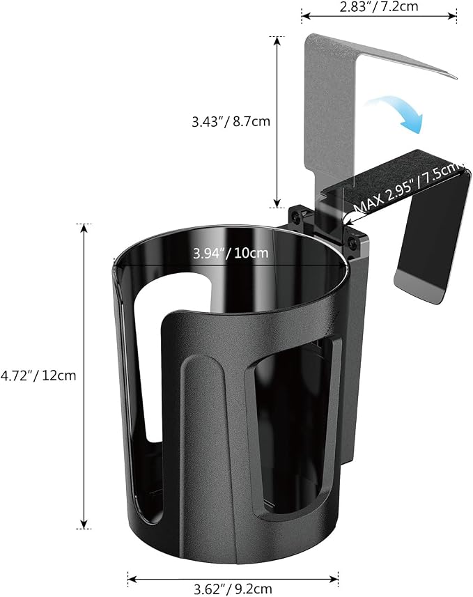LITTLEMOLE Large Car Door Cup Holder, Side Window Seat Armrest Drink Holder | Shockproof, Scratchproof, Doesn't Scratch Tint, Holds Large 8-40 oz. Bottles, Mugs and Other Big Drinks in 3.15"-3.93"