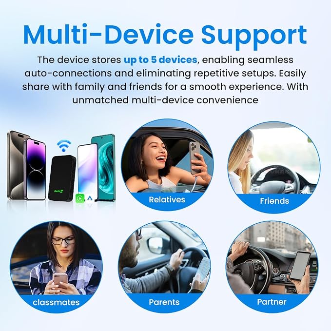 Carlinkit 5.0 2air Wireless car Adapter,CarPlay Dongle for Wired CarPlay and Wired Android Auto Car,for iPhone 6+ and Android 11+,Easy Setup via Plug-in USB Connection,Supports Online Upgrade