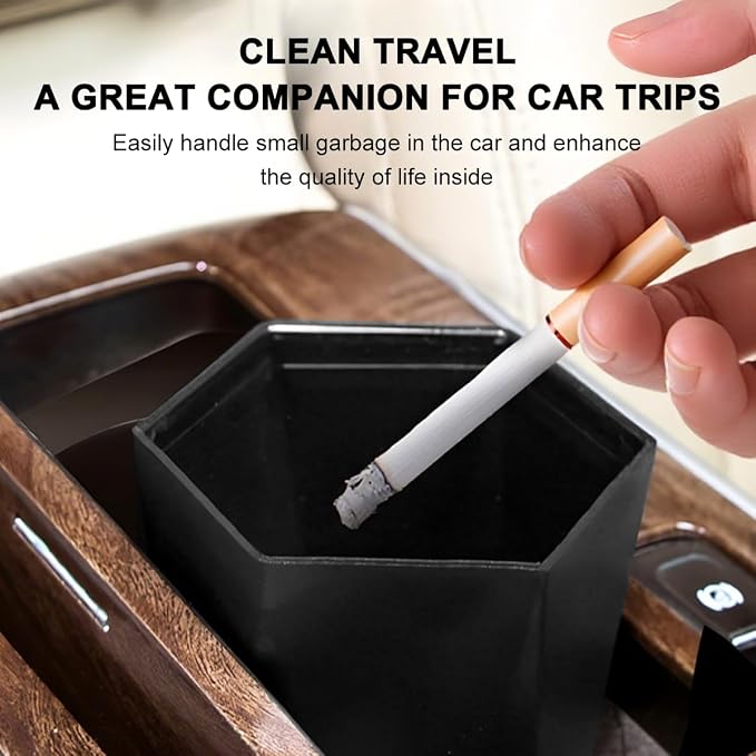 Car Trash Can with Lid, Mini Leakproof Fragrance Vehicle Cup Holder Garbage Bin for Console Door, Small Portable Auto Interior Dustbin Organizer Accessories, Universal Fit (Pink)