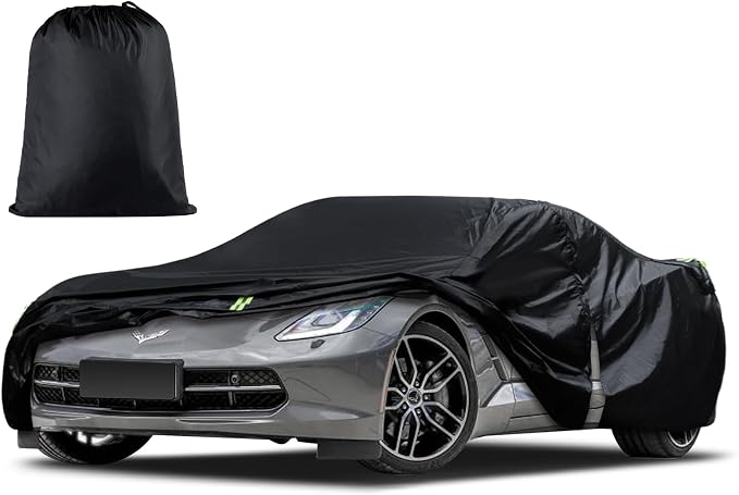 Car Cover Custom Fit for Chevrolet Corvette C4 C5 C6 C7 C8 1980–2026, Waterproof All Weather Full Exterior Cover Sun Snow Rain Protect with Door Zipper (Not Include Mirror Pocket)