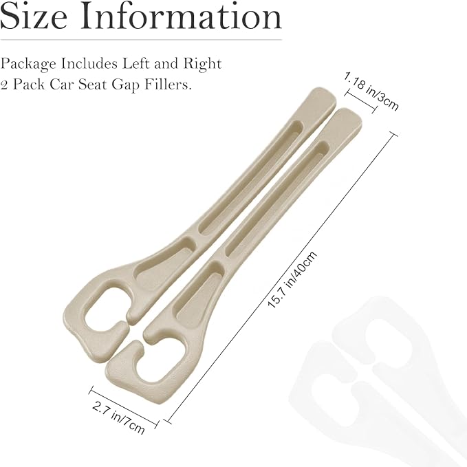 Car Seat Gap Filler 2-Pack, Universal Car Seat Gap Filler Organizer, Seat Gap Plug – Fills Gap Between Seat & Console (Beige)