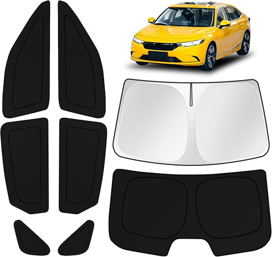 KUST Car Window Shades for Honda Civic 2022-2025 2026 Windshield Sun Shade Side Window Cover UV Block Privacy Protection Accessories for Camping Blackout Rear Back Full Set 8PCS