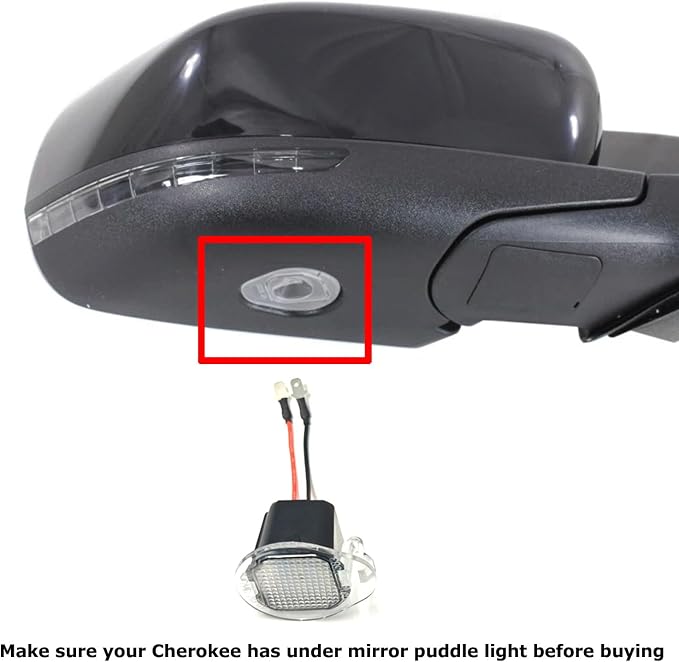 iJDMTOY White 18-SMD Full LED Under Side Door Mirror Puddle Lights Compatible with Jeep 2014-2023 Cherokee (KL)