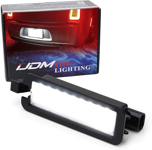 iJDMTOY Xenon White 18-SMD Full LED License Plate Light Kit Compatible With Dodge 2015-up Charger Challenger, Compatible With Chrysler 300 & Pacifica, Compatible With Jeep 2017-up Compass, etc