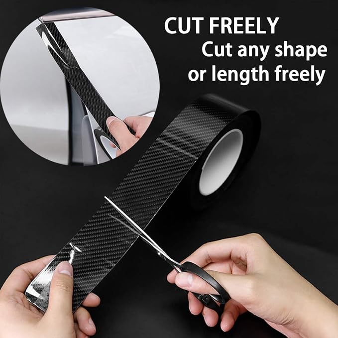 DGSL Car Door Edge Guards Door Sill Protector, 4In x 19.7Ft 5D Carbon Fiber Car Wrap Film, Vinyl Automotive Wrap Film Anti-Collision Fits for Most Car (Black)