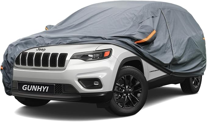 GUNHYI Premium Car Cover Custom Fit Jeep Cherokee, 16 Layers Heavy Duty Car Cover Waterproof All Weather with Zipper Door for Sun Rain Snow Dust Uv Protection