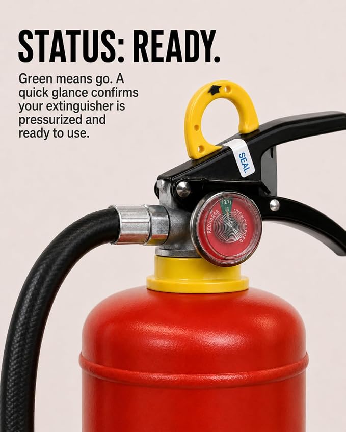 Ougist ABC Dry Chemical Fire Extinguisher, 5 lb – 2-A:10-B：C Rated for Home, Office & Vehicle, Quick Release, Easy-Grip Handle, Ideal for Electrical & Grease Fires, Car Extinguisher, Model FF2KG
