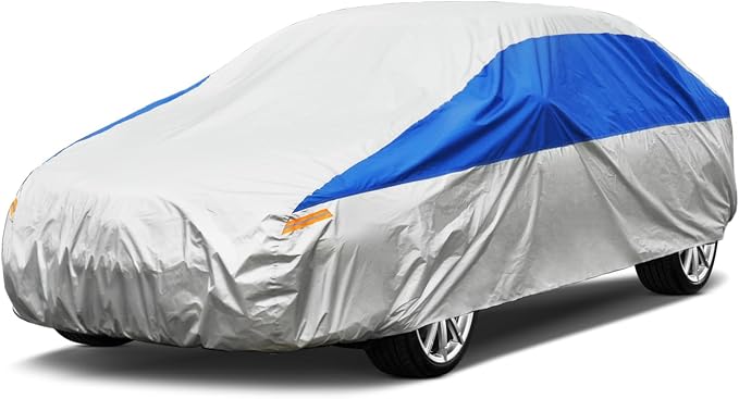 GUNHYI Car Cover Waterproof All Weather for Automobiles, Outdoor Full Car Cover Snowproof Windproof UV Protection, Universal Fit for Sedan. (Fit Sedan Length 194-208 inch, Silver)