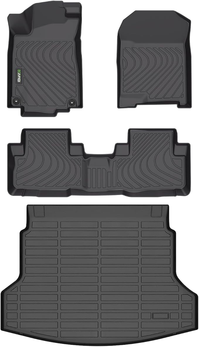 HAFIDI® Floor Mats & Cargo Liner Set Fit for 2012-2016 Honda CRV Touring All Weather Protection TPE Anti-Slip Automotive Full Set Floor Liners Custom Accessories - Black