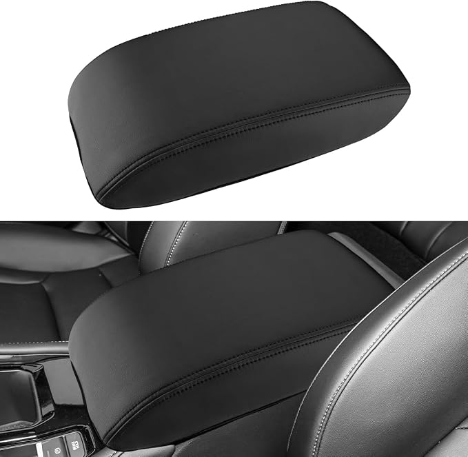 INTGET for 2026 Honda Accord Accessories Center Console Armrest Cover 2023 2024 2025 Leather Arm Rest Box Lid Middle Console Seat Cover Protector(Black Stitches,2023+)