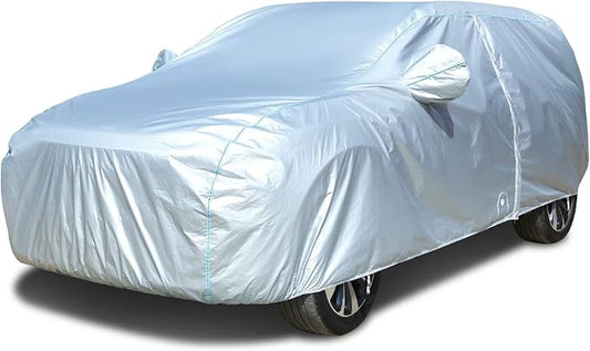 Tecoom Car Cover Waterproof All Weather, 8 Layers Soft Cotton Fleece Lining SUV Car Cover with Zipper Door & Lock, Windproof Rain Sun UV Hail Protector Full Exterior Covers Fit SUV (206-215 Inches)
