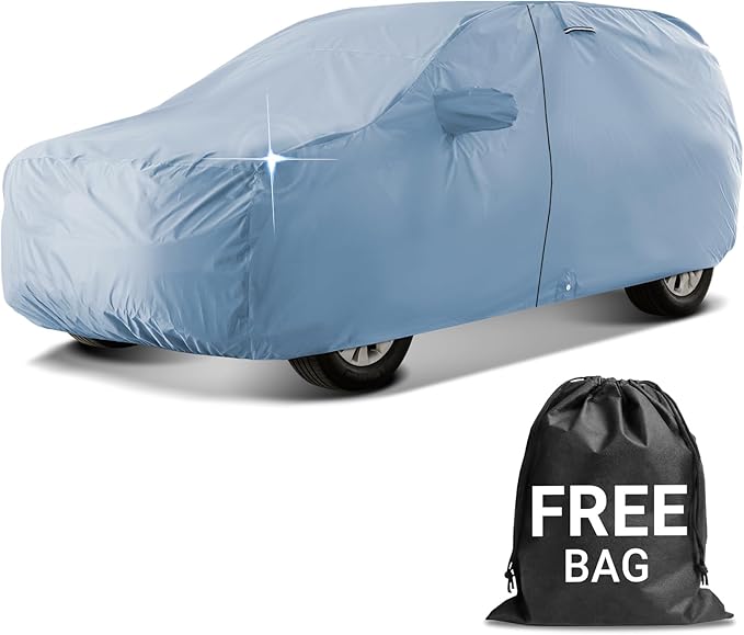 iCarCover 18-Layer SUV Car Cover Waterproof All Weather, UV Sun Protection Full Car Covers for Automobiles, GLK, 4Runner, Xterra, Forester, XC40, Q3, Liberty, SPOR-Tage, Size S57 (See Size Chart)