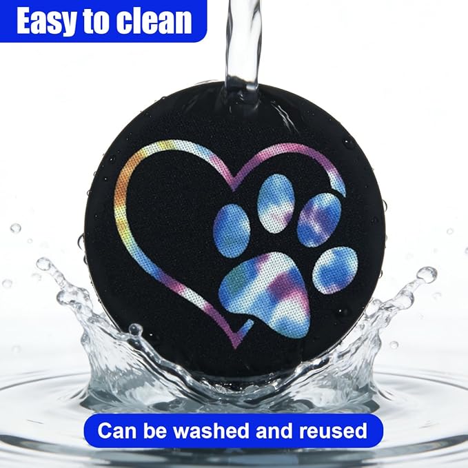 2PCS Dog Paw Heart Print Car Cup Holder Coasters, 2.73 Inch Anti-Slip Shockproof Automotive Drink Mat for Women and Men, Universal Vehicle Cup Holder Insert for RV, SUV, Truck (BE&PK)