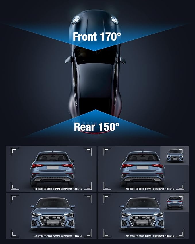 OMBAR Dash Cam Front and Rear 4K/2K/1080P+1080P 5G WiFi GPS
