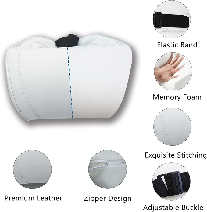 TOPABYTE Car Neck Pillow for Tesla Model 3 Model Y Model S Model X Cybertruck and Most Cars, Memory Foam Ergonomic Design Seat Neck Support Headrest, 2 Pieces, White