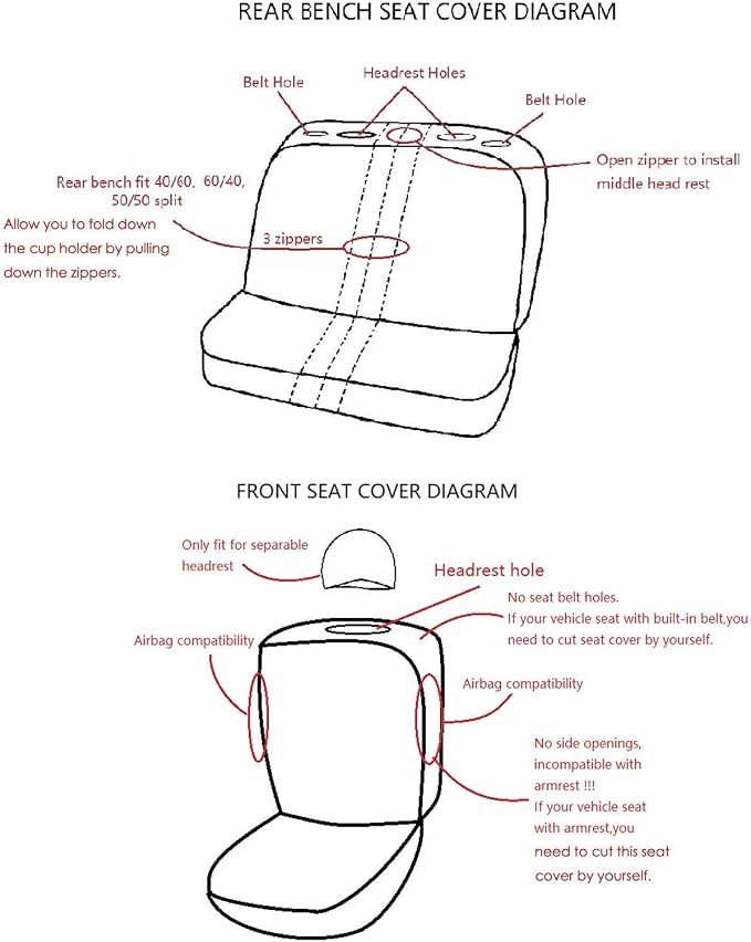 Flying Banner Car Seat Covers Front Seats Rear Bench Polyester car seat Protectors Easy installations Rear Bench Split Classic Man Lady Truck (Full Set - Low Back, Black Purple)…