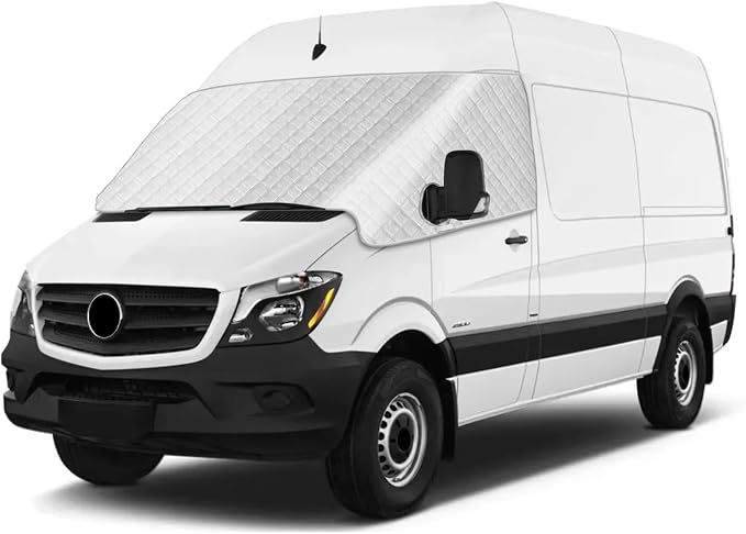 Windshield Sun Shade for Mercedes Sprinter 2006-2018, External 5-Layer Reflective Sunshade for Freightliner Dodge Sprinter & VW Crafter
