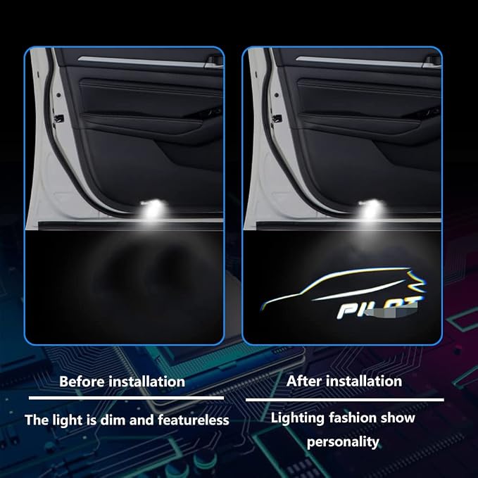 2 Pcs Pilot Car LED Projector Door Shadow Light Welcome Light Laser Emblem Logo Lamps Kit Puddle Lights LED Courtesy Step Lights Ground Lamp HD Kit Replacement for Pilot 2009-2021