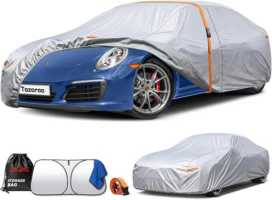 Car Cover Waterproof All-Weather,Outdoor Full Exterior Sedan Covers Custom Fit for Mitsubishi Mirage,BMW 2 Series,Genesis G70,Honda Insight,Audi A3,etc,Size A1(See Size Chart)
