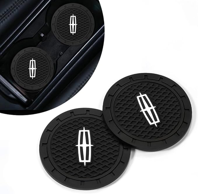 2PCS Car Cup Holder Coasters, Silicone Car Coasters Non-Slip Vehicle Car Coasters Cup Mats for Interior Accessories, Work with Lincoln MKC Nautilus Aviator Navigator MKZ Continental,2.75''